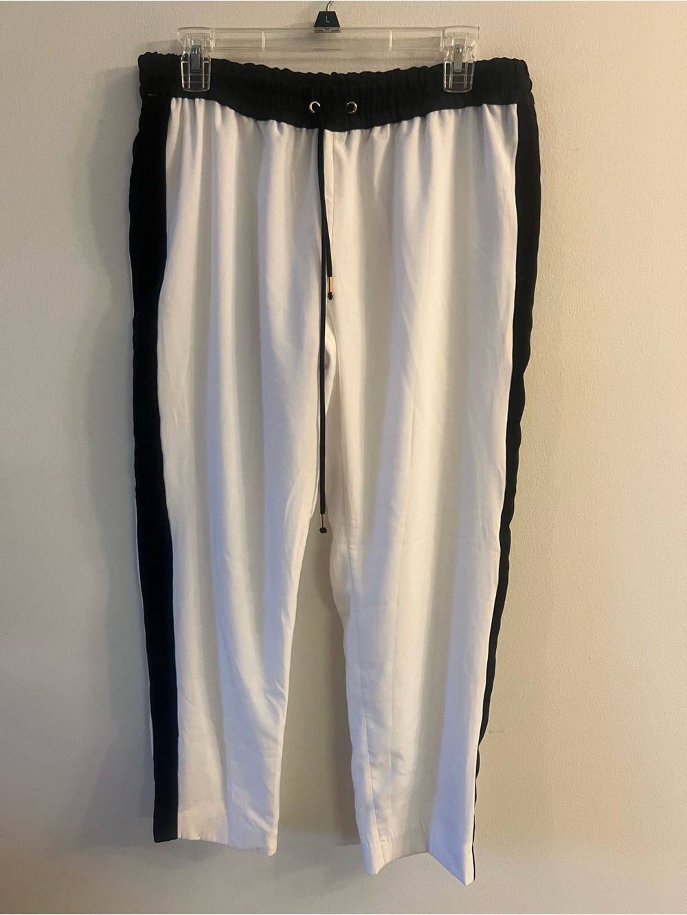 Express White Pants with Black Side Stripes